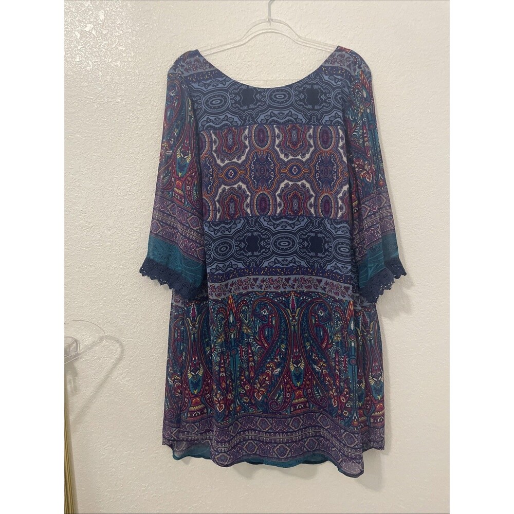 Speechless Women’s 1X Shift Dress Blue Pattern Party Boho Resort Career